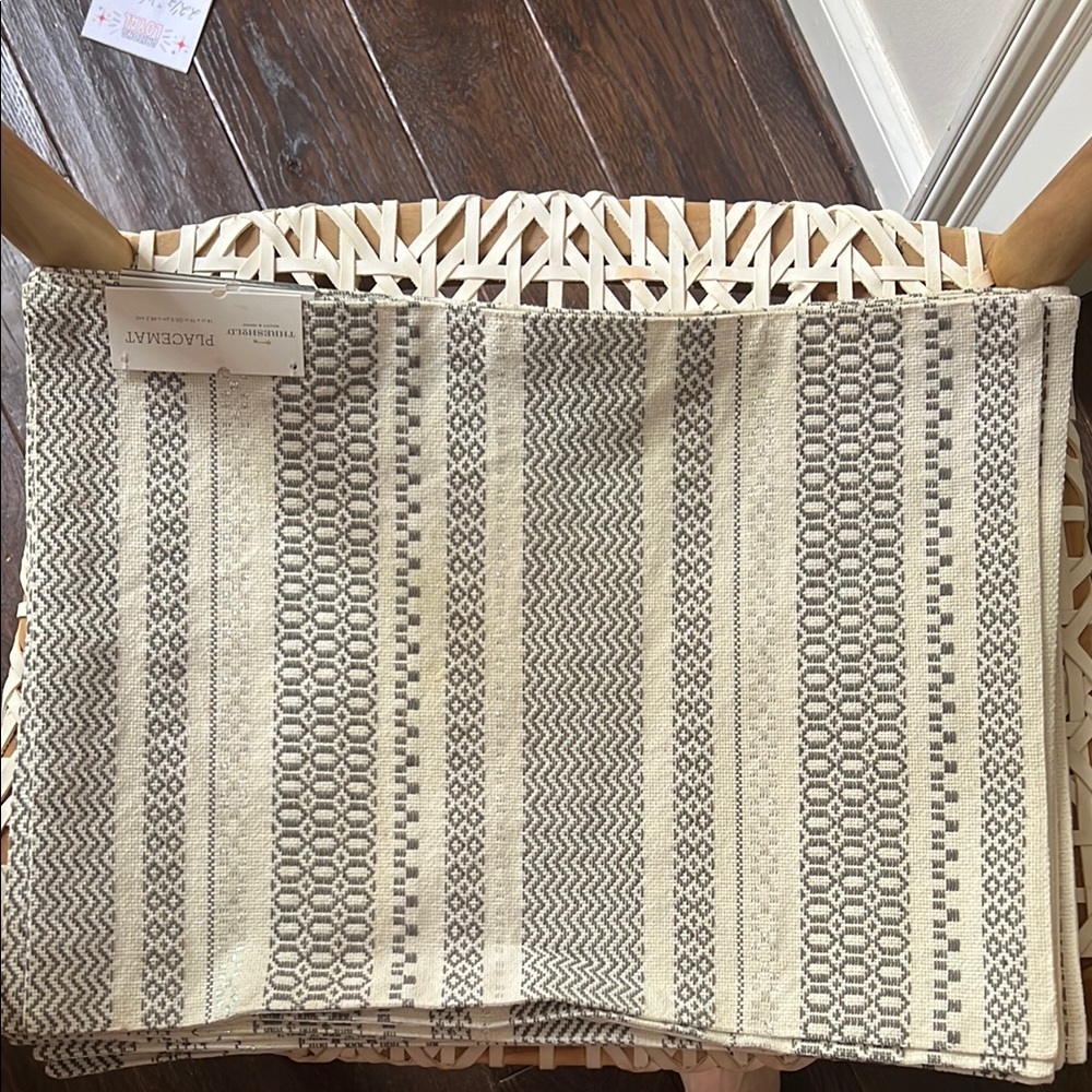 Threshold Geometric Silver Cotton Boho Set Placemats